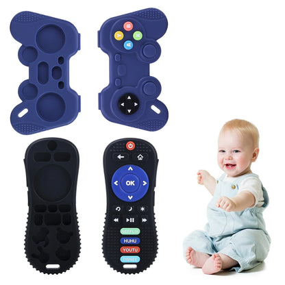 Smasener Teething Toys for Toddlers, 2 PcsTeething Toys for Baby 0-6 Months 6-12 Months - Teether Chew Toys Set for Toddler Boy and Girl, Remote Control and Game Controller Teething Toys Gift