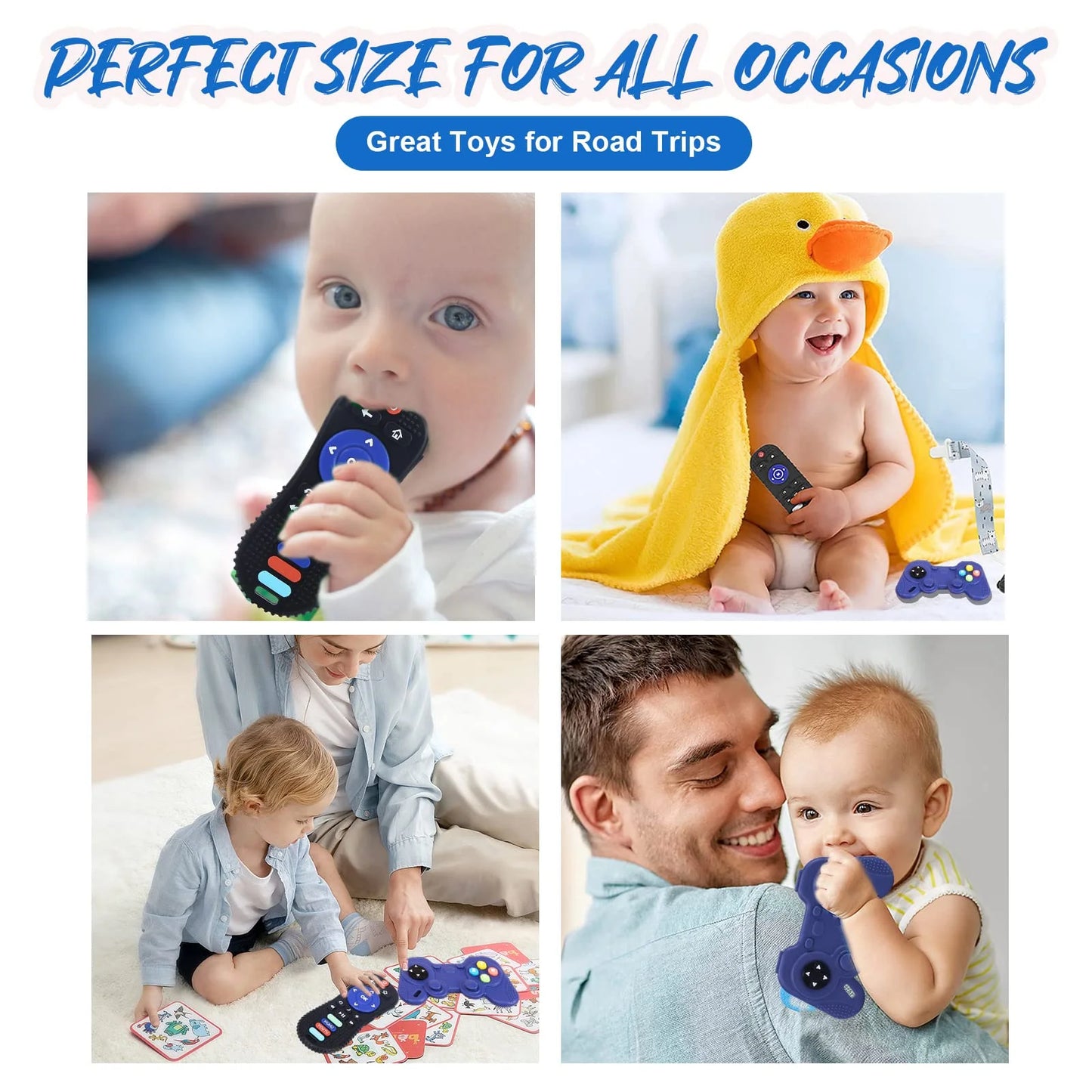 Smasener Teething Toys for Toddlers, 2 PcsTeething Toys for Baby 0-6 Months 6-12 Months - Teether Chew Toys Set for Toddler Boy and Girl, Remote Control and Game Controller Teething Toys Gift